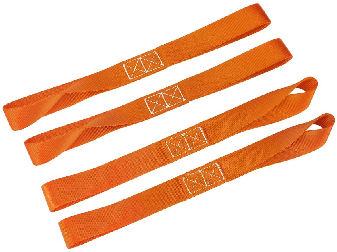 LITTOU Tie Down Loop Fit for Motorcycle ATV UTV Dirt-Bike 2300 Lb Break Strength Tie Down Strap 12"X 1"(4 Pcs Orange)
