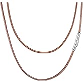 2mm 3mm Waterproof Braided Leather Cord Necklace with Durable Stainless Steel Snap Clasp Men Women Woven Wax Black/Brown String Rope Chain for DIY Pendant Length 16" 18" 20" 22" 24" 26" 28" 30"