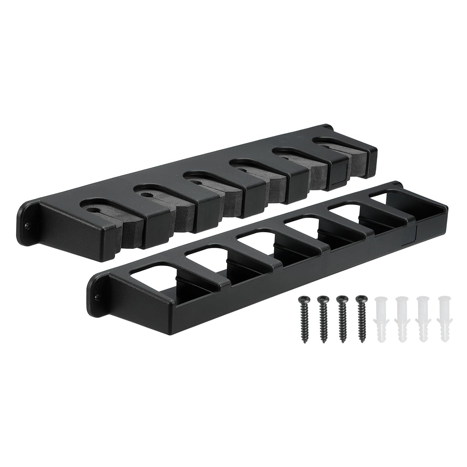 PATIKIL Pool Cue Rack, 1 Pair Wall Mounted Plastic Pool Stick Holder Holds 6 Cue Storage Billiard Accessory, Black