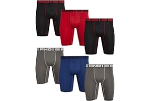 AND1 Mens Boxer Briefs - 6 Pack Platinum Performance Long Leg Boxer Briefs with Pouch - Boxers for Men, 9" Inseam (S-3XL)
