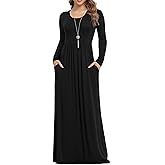 VIISHOW Women's Long Sleeve Loose Plain Maxi Dresses Casual Long Dresses with Pockets