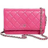 CHANEL Women's Pre-Loved Chanel Pink Caviar Classic Quilted Wallet On Chain, Pink, One Size