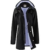 SaphiRose Women's Long Rain Jacket Waterproof Rain Coat with Hood Outdoor Light Raincoats Windbreaker