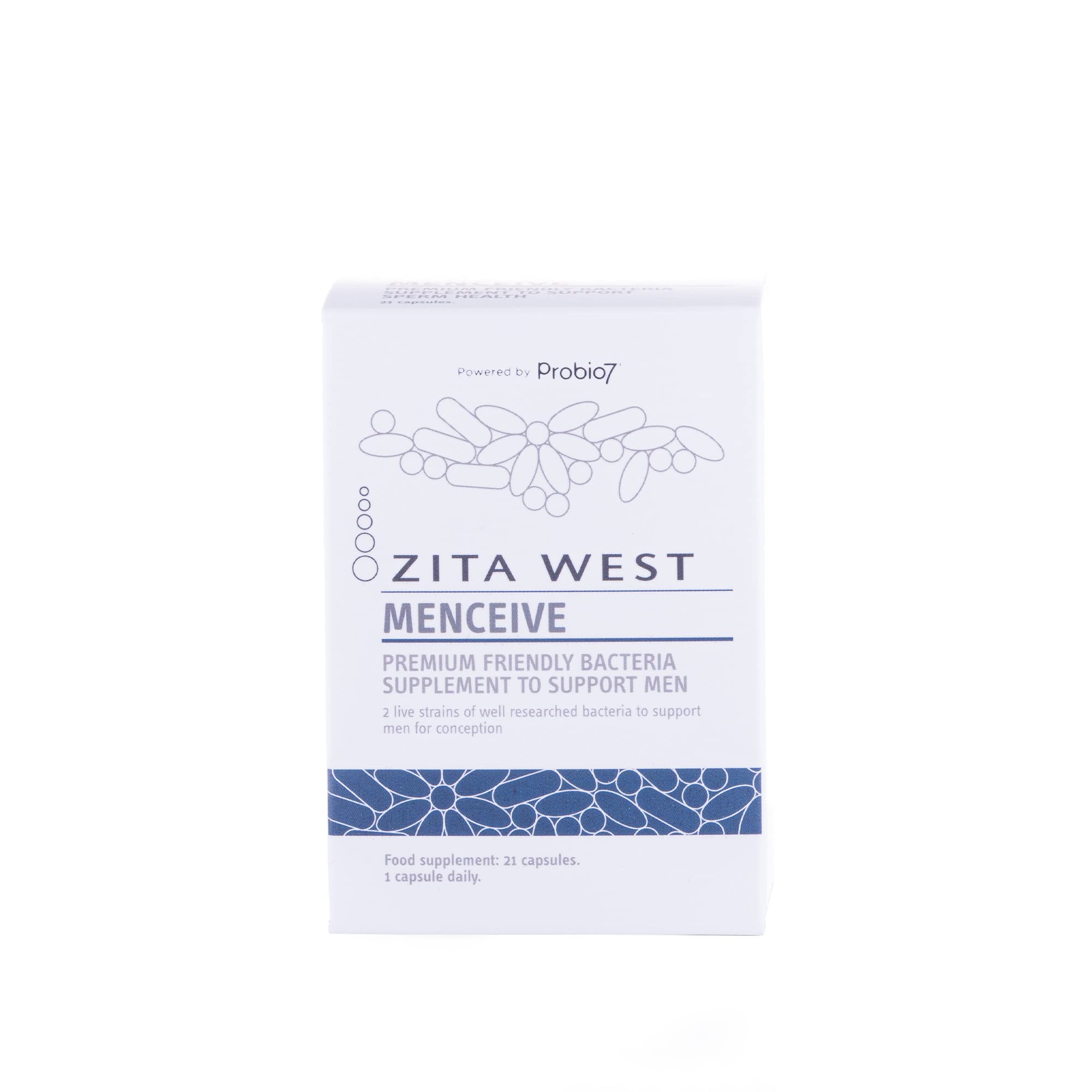 Zita West Menceive Supplement – Premium Friendly Bacteria Supplement for Men to Support Pre-Conception, 21 Vegan Capsules
