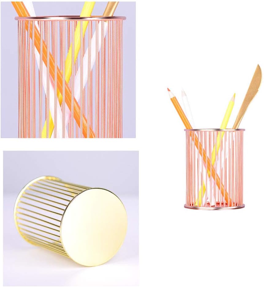Metal Pencil Holders Pen Pot Organizers Makeup Brushes Holder,Brush Pot Pen Holder Stationery Storage Pen Container Desk Decoration,for Multifunctional Office,Organiser Desk Tidy Pen Pot Rose Gold - Image 5