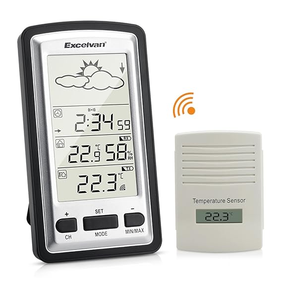 Excelvan Digitale Wetterstation, kabellos, innen/außen