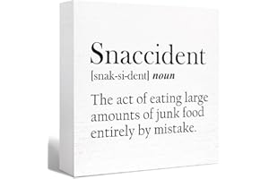 SJNH Kitchen Wood Sign Decor,Rustic Kitchen Wood Block Signs for Kitchen Shelf Counter Table Decor,Funny Kitchen Sign Farmhouse Kitchen Sign Counter Decoration (Snaccident Definition)