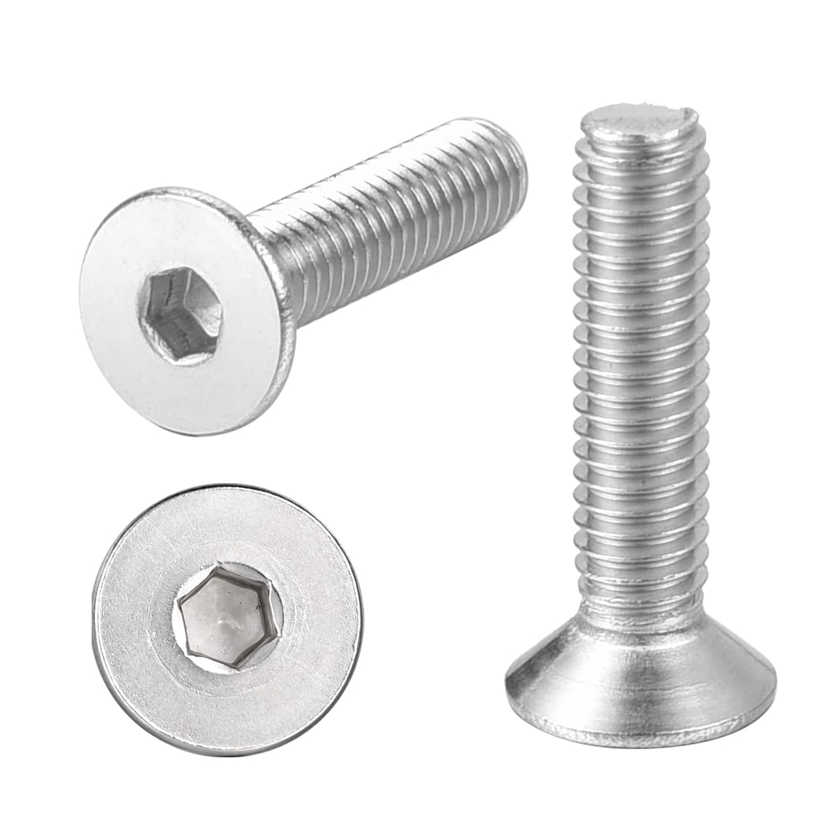 Photo 1 of M8-1.25 x 25mm Flat Head Socket Cap Screws Stainless Steel 18-8 (304) Allen Socket Drive Plain Finish Countersunk Screws Full Thread, 25-Pack