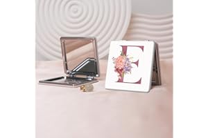 Flower Alphabet Series Portable Makeup Mirror, Foldable mini Handheld Mirror, Double-Sided flip Portable Square Contour Mirro