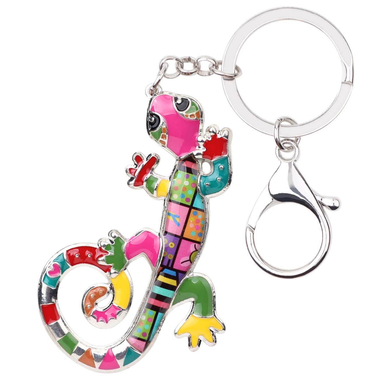 WEVENI Enamel Alloy Lizard Gecko Keychain Charms Jewelry For Women Girls Bag Car Wallet (Multicoloured)