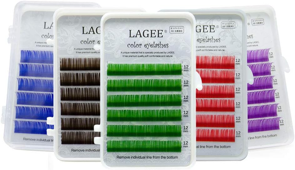 LAGEE Eyelash Extensions Colorful Individual Eyelashes Soft False eyelash Mink Color Lashes Premium Beauty salon/Blue 0.15C 12mm