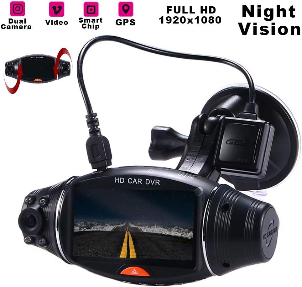 Paddsun HD Dual Lens GPS Camera Car DVR Dash Cam Video Recorder G-Sensor with Night Vision