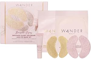 Wander Beauty Bright Eyes Baggage Claim Set - Skin Care Gift Set Includes Award-Winning Under Eye Masks & Eye Cream - The Perfect Gift for Brighter Under Eyes - Clean Beauty Gifts for Women - 0.33 oz