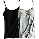 Womens Modal Built-in Bra Padded Camisole Yoga Tanks Tops