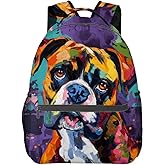 VANZEV Colorful Boxer Dog Pattern Backpack Travel Backpacks Laptop Rucksack,School Bookbag for Women Kids Boys Girls,Dog Back Pack Accessories Bags,Ideal Gifts for Work, Outdoor Adventures