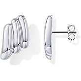 PAVOI 14K Gold Plated Chunky Vintage Earrings for Women - Trendy Textured Ribbed Knot Geometric Triangle Rope Button Seashell Wing Dangle Drop Stud Earrings Dupes