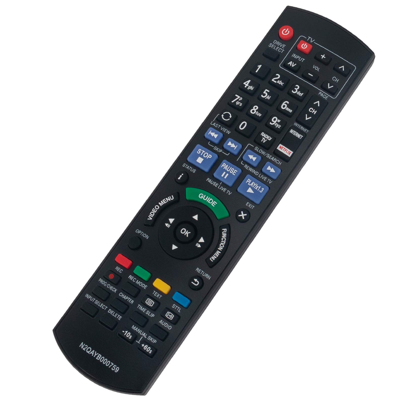 VINABTY N2QAYB000759 Replacement Remote Fit for Panasonic Blu-ray Disc Recorder DMR-BST835 DMR-BST735 DMR-BST730 DMR-BCT73 DMR-BCT83 N2QAYB001046