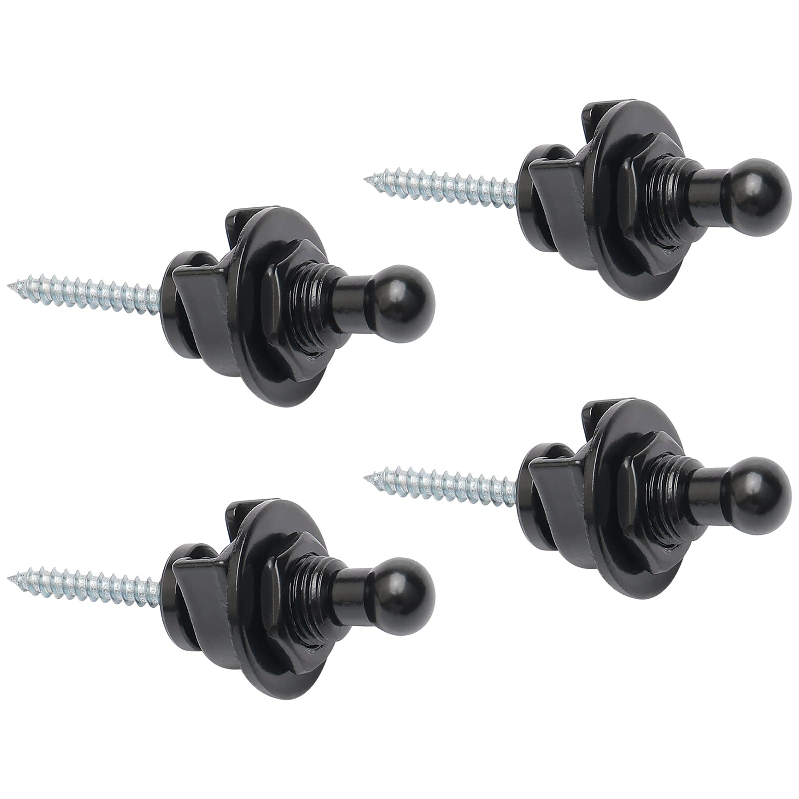 Unxuey 4pcs Guitar Strap Locks Set, Round Head Black Security Strap Lock System for Acoustic/Electric/Bass Guitar, Quick Release Mechanism