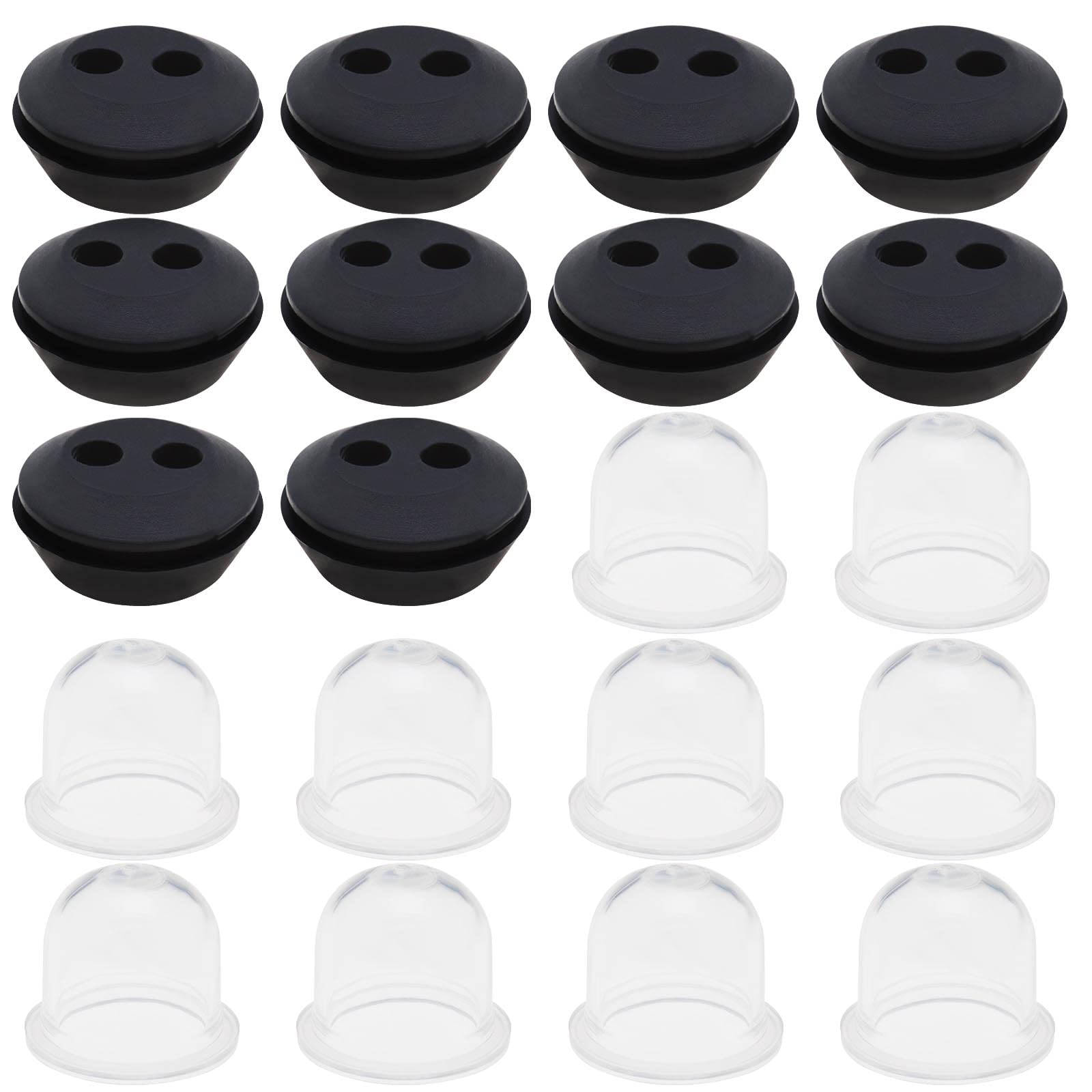 EMSea 10PCS Rubber Grommet 2 Holes Fuel Tank Seal Grommet & 10PCS Petrol Fuel Primer Bulb 22mm Pump Carburettor Pump for Trimmers Lawn Mower Chain Saws