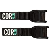 COR Surf No-Scratch Silicone Tie Down Straps, Surf SUP Kayak Canoe,15ft | Stainless Steel Cam Buckle, 700lb Load Capacity, 1.5mm Dura-Soft Nylon, Storage Bag Included
