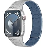 Amizee Magnetic Bands Compatible with Apple Watch Band 49/46/45/44/42/41/40/38mm Women Men, Sport Silicone Strap for iWatch Ultra 3/2/1 Series 11 10 9 8 7 6 5 4 SE3/2/1 (42/41/40/38, Gray Blue)