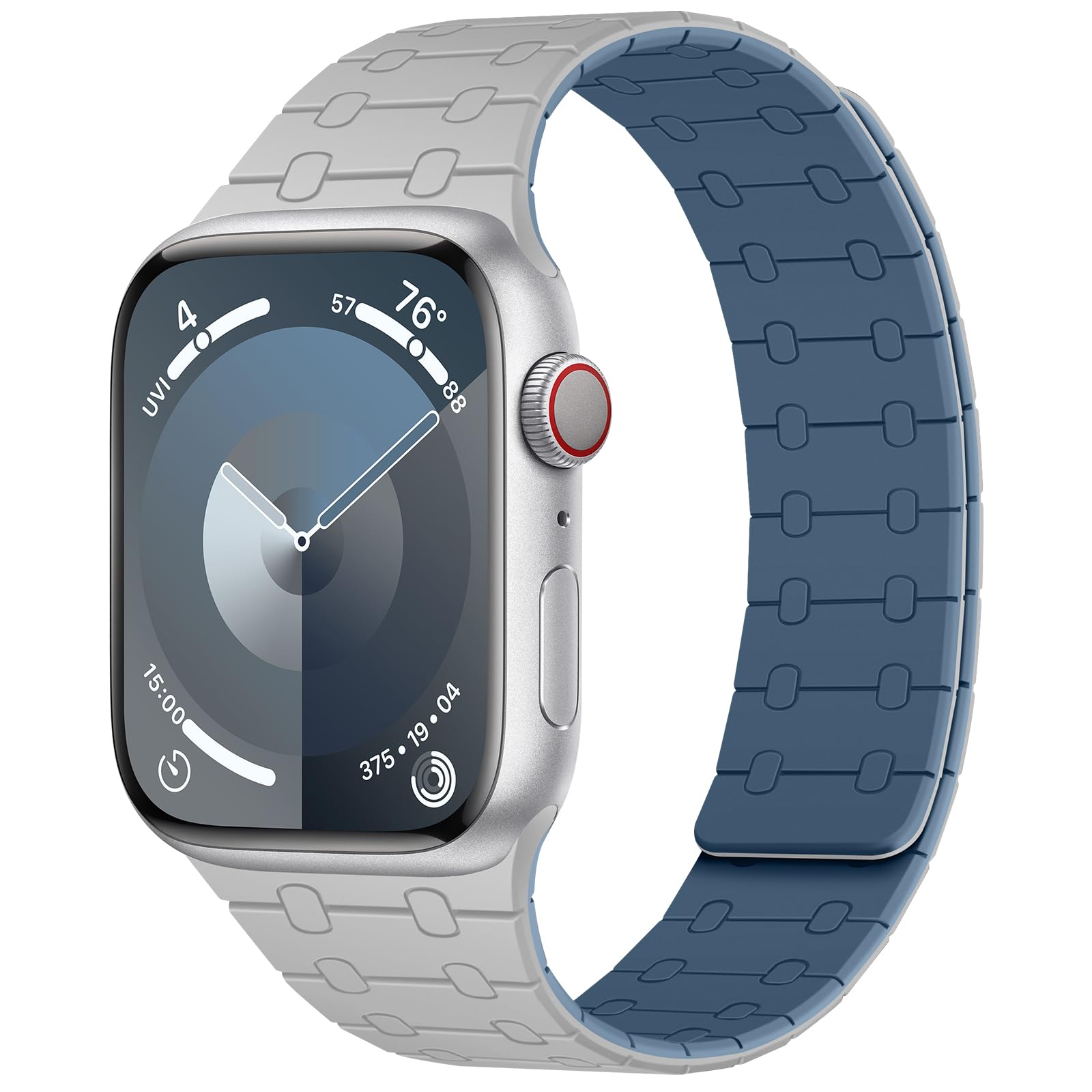 Amizee Magnetic Straps Compatible with Apple Watch Band 49/46/45/44/42/41/40/38mm Women Men, Sport Silicone Strap for iWatch Ultra 3/2/1 Series 11 10 9 8 7 6 5 4 SE3/2/1 (42/41/40/38, Gray Blue)