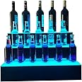 Cozyel 31 Inch 3 Step LED Lighted Liquor Bottle Display Illuminated Liquor Bottle Bar Display Stand LED Display Shelf 3 Tier Home Bar Drinks Lighting Shelves with Remote Control