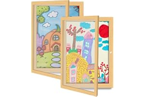 LEKAUFEN 2 Pack Kids Art Frames Front Opening, Kids Art Display Frame Kids Artwork Frames Changeable for Wall & Tabletop, 8.3'X 11.8' A4 Picture Artwork Frames for Kids Art Drawing 3D Picture Hanging Home
