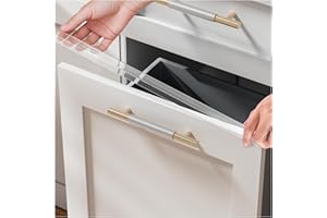 4OUR KIDDIES 2 Pack Cabinet Protectors for Kitchen Cabinets, 18" Length Clear Cabinet Door Protector Edge Guard 3/4" Thick for Kitchen Drawer Fronts, Slip-On Plastic Edge Guard to Protect Sink & Trash Drawer