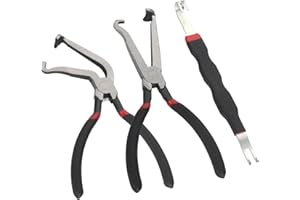 3-Piece Heavy Duty Electrical Connector Pliers Set, Automotive Disconnect Tool Kit with 60° Bent & Straight Jaws, Includes Te