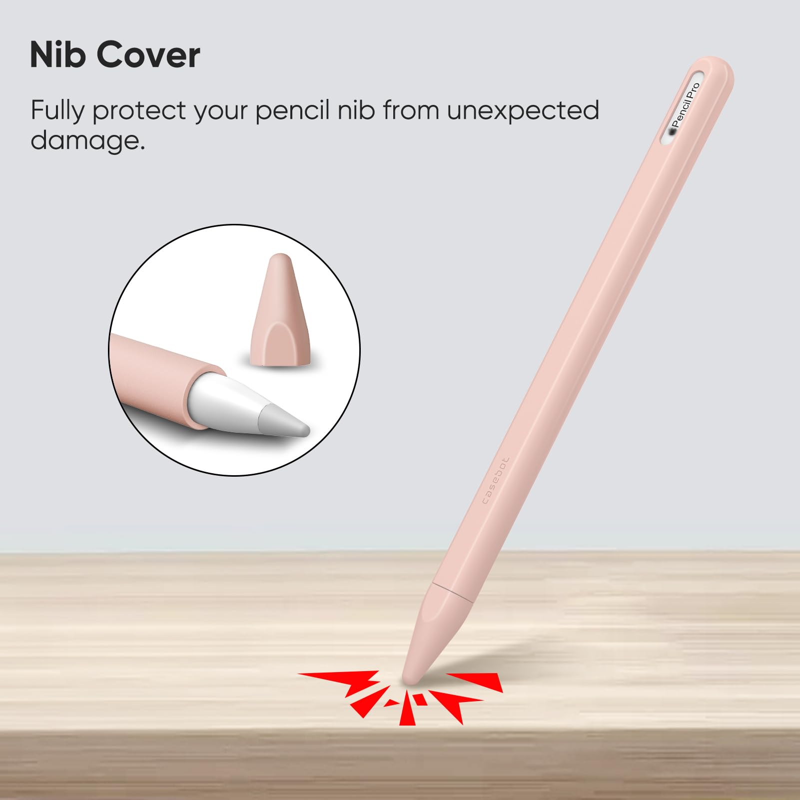 Fintie Silicone Sleeve for Apple Pencil Pro & Apple Pencil 2nd Generation, Light Pen Skin Case Cover Soft Protective Grip Holder with 2 Nib Covers Accessories, Pink Sand