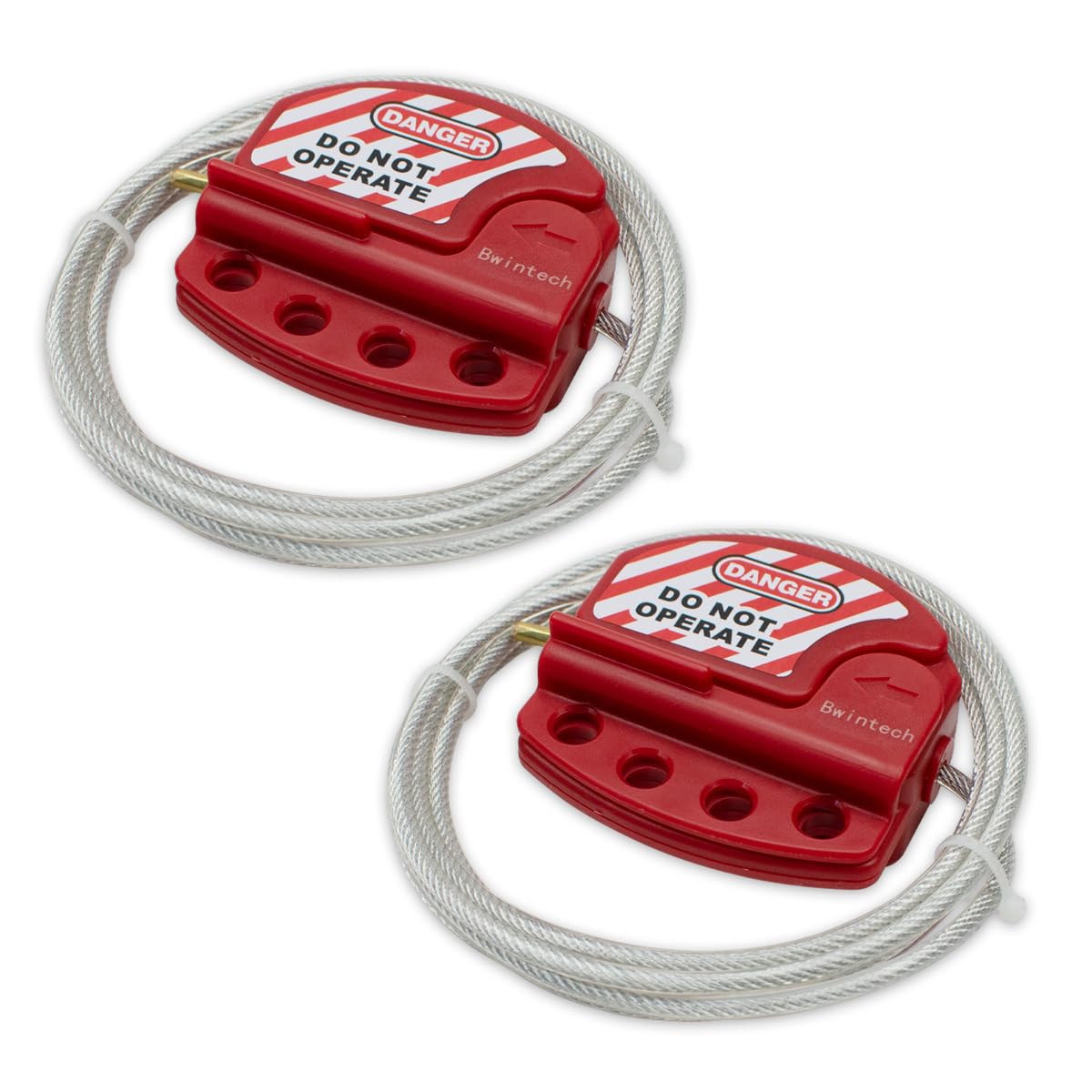 Bwintech 2 Pcs Red Adjustable Lockout Tagout Steel Cable for tagout Lock Applications, Work with Safety Padlocks