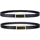 SANSTHS Skinny Reversible Belts for Women, Two-in-one Women Thin Belt for Dresses Jeans Pants with Gold Buckle