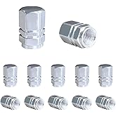 Ohleats 12 PCS Car Tire Valve Stem Caps, Leakproof Tire Air Cap with O Rubber Seal, Aluminium Wheel Valve Dust Cover for SUV Truck Motorcycle Bike, Universal Car Accessories (Silver)