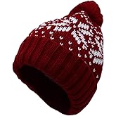 WITHMOONS Knit Fairs Isle Nordic Bobble Pom Beanie Hat JZP0026