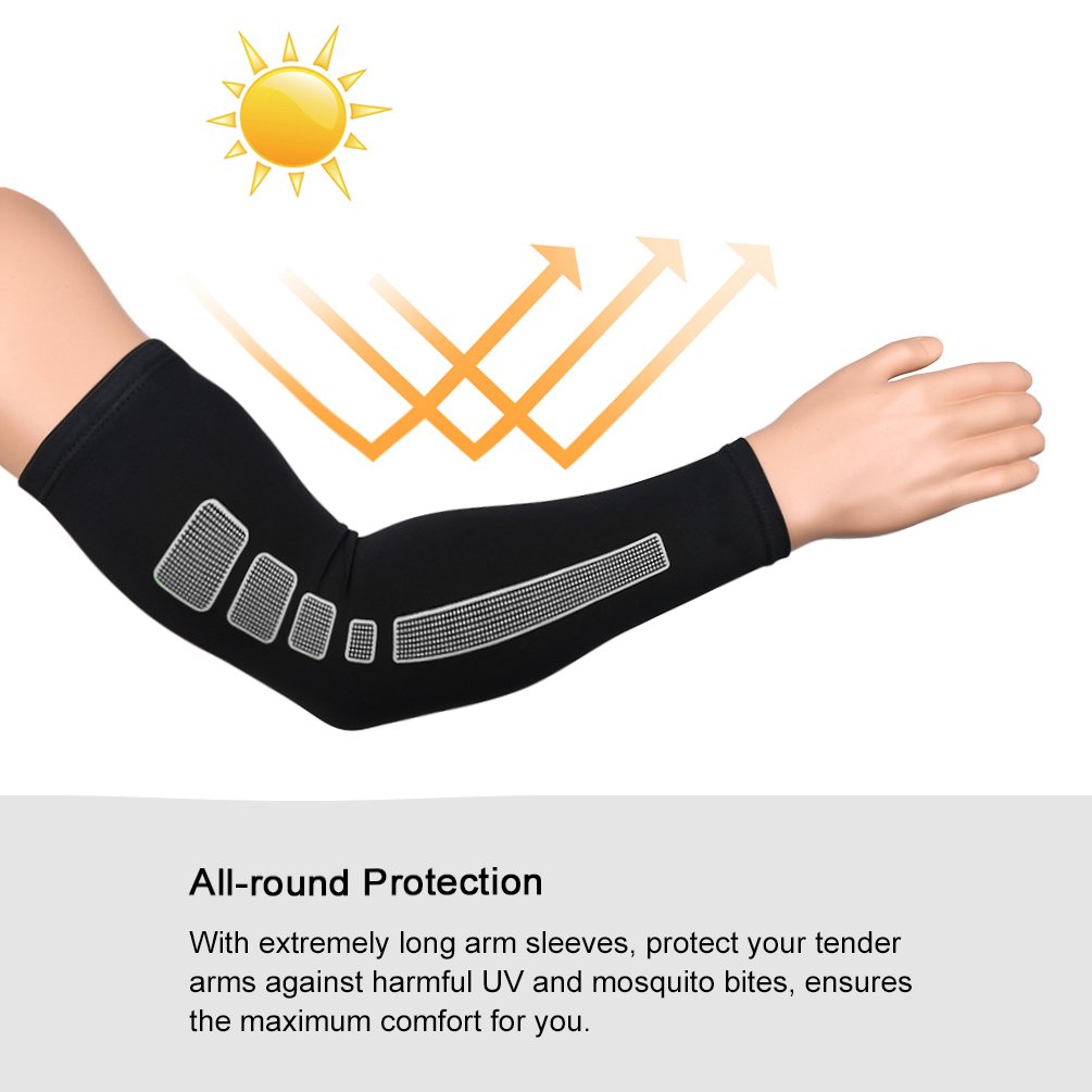 Vbiger 1 Pair Compression Arm Sleeves UV Protection Arm Sleeves Hand Cover Sleeves Anti-slip Arm Protectors for Men & Women