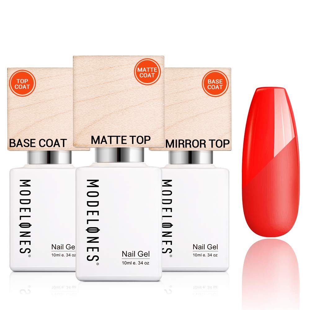 Matte Gel Top Coat, No Wipe Gel Top and Base Coat, Matte Top Coat, 3 X 10 ML Soak Off LED Gel Nail Polish, High Gloss Shiny Matte Gel Polish Effects for Home Use : Beauty