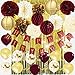 Burgundy Gold Birthday Party Decorations Women/Burgundy Gold HAPPY BIRTHDAY Banner Foil Curtains Balloons for Fall Birthday Party Decorations Women