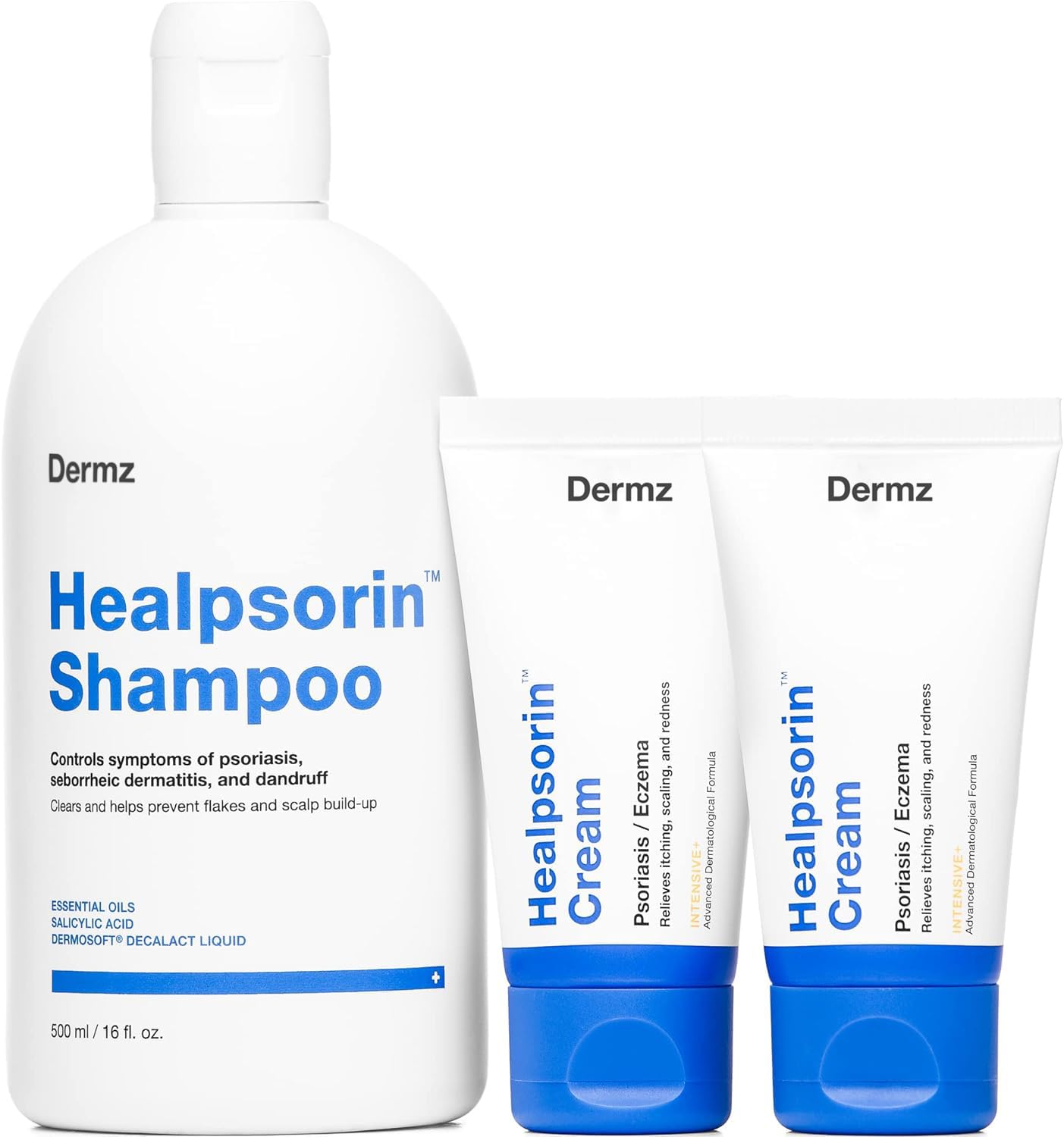 Medicated Shampoo Bundle with 2X Cream for Psoriasis & Eczema - Treatment for Itchy, Cracked & Irritated Skin - Dermatology - Healpsorin