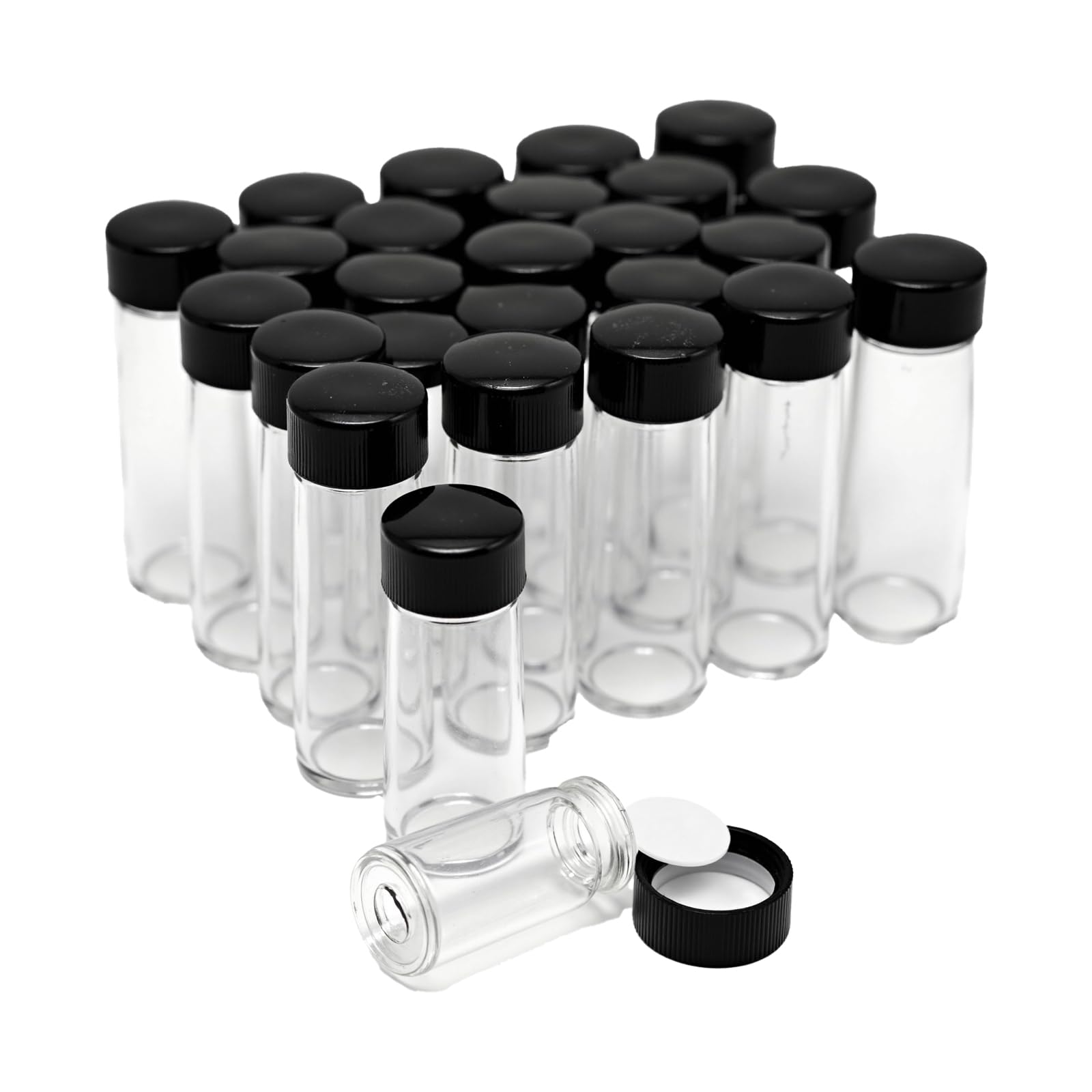 Photo 1 of 100Pcs 1 Dram Glass Sample Bottles with Screw Caps - Liquids (5ml, Clear)