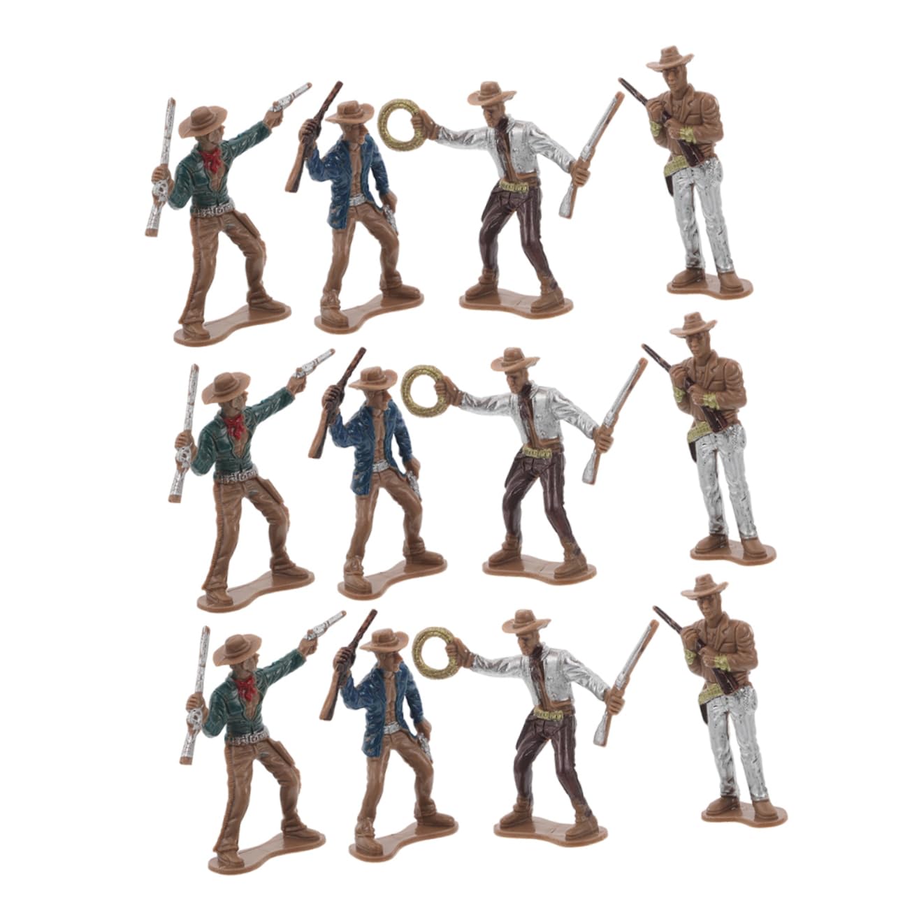 TOBBOMEY Western Cowboy Plastic Figures Set of 12 Mini Wild West Figurines Educational Toy Decorations for Boys and Girls’ Western Theme Cake Toppers and Party Supplies