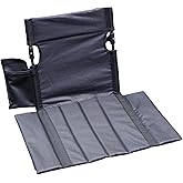 Extra large folding camping backrest with cup holder,Lightweight portable outdoor large chair for beach, park, lawn, and travel,Aluminum frame, comfortable & durable lazy backrest (Carbon Black)
