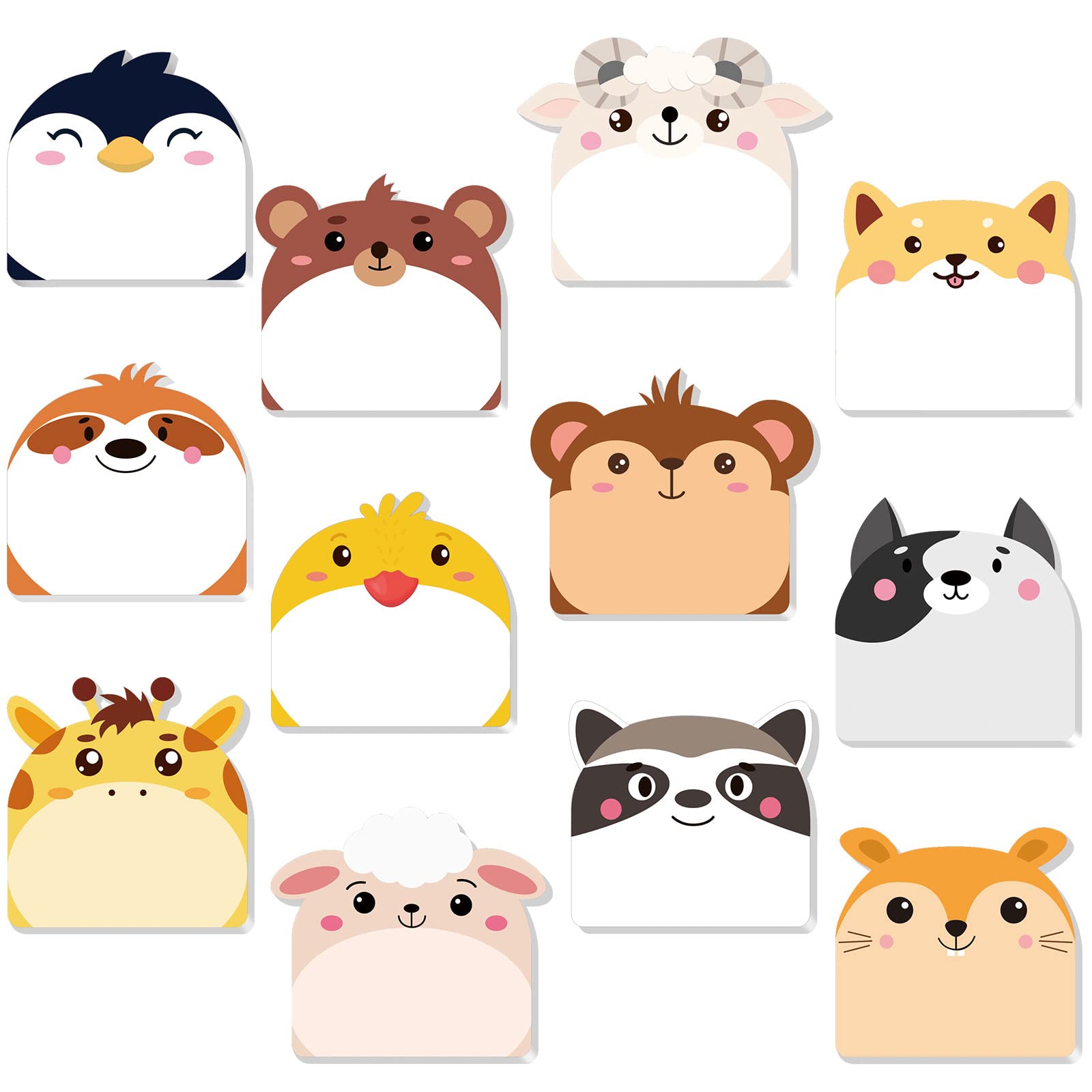 Photo 1 of Yinder 24 Pads Cute Sticky Notes Kawaii Fun Animal Sticky Notes Pads Bulk Cartoon Memo Self Adhesive for Veterinary Gift Office School Tab Party Supplies(Multi Animals)