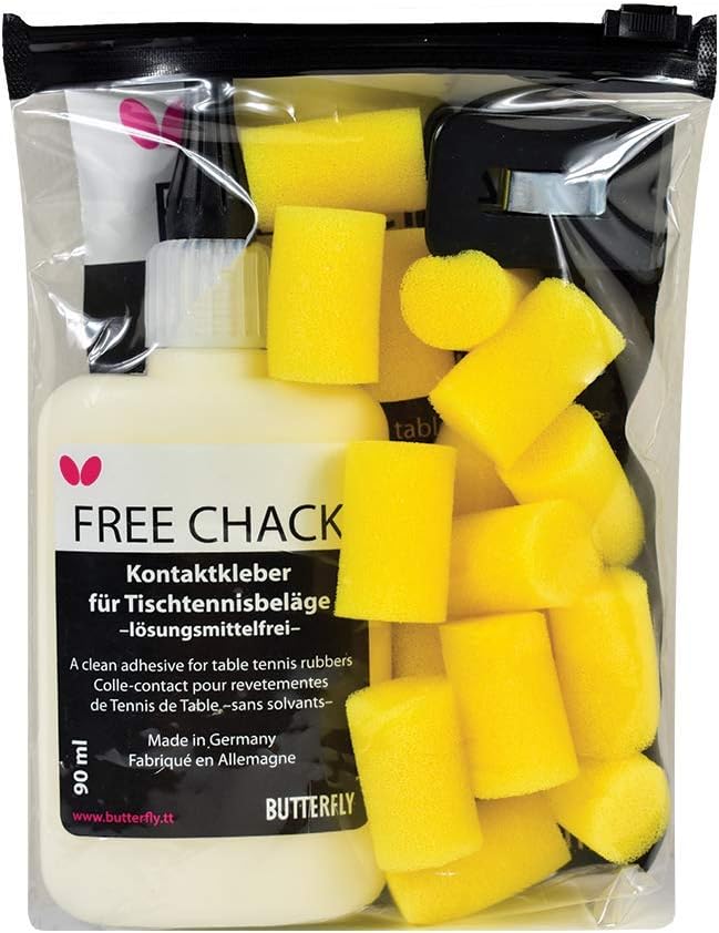 Butterfly Free Chack Table Tennis Racket Glue - Perfect for Assembling Table Tennis Ping Pong Paddle - Comes with Sponges and Application Clip - 3 sizes available (37mL/90mL/500mL) : Sports & Outdoors