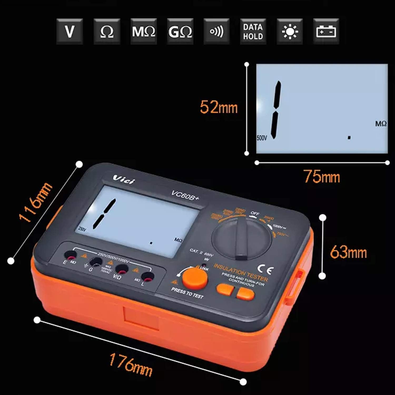 ZYLYL Digital Insulation Resistance Tester VC60B Insulation Testing