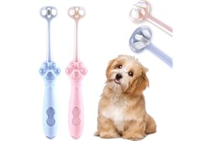 Gluckelk 2-Pack 3-Sided Dog Toothbrush, Puppy Toothbrushes with Unique Bristle Technology, Oral Care for Pets, for Medium and Small Dogs
