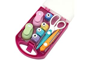 DIY Puncher Craft Set - Creative Kids DIY Puncher Craft Set,Shape Cutters for Crafts, Leaf, Butterfly, Star Heart Flower Punc