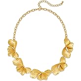 WOWORAMA Gold Statement Necklace for Women Boho Chunky Gold Necklaces Vintage Flower Choker Necklaces Trendy Sectored Floral Collar Necklace Jewelry