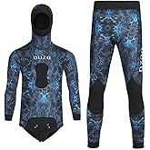 WYYHAA 5MM Neoprene Spearfishing Wetsuit with Hooded, 2 Pieces Long Sleeve Full Body Camouflage Hunting Diving Suit for Cool Water Freediving