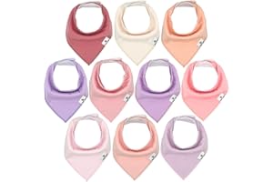 DIAPER SQUAD DiaperSquad's 10-Pack Baby Bibs for Drooling and Teething - Bandana Bibs for Girls, Boy, Soft Cotton Baby Drool Bibs